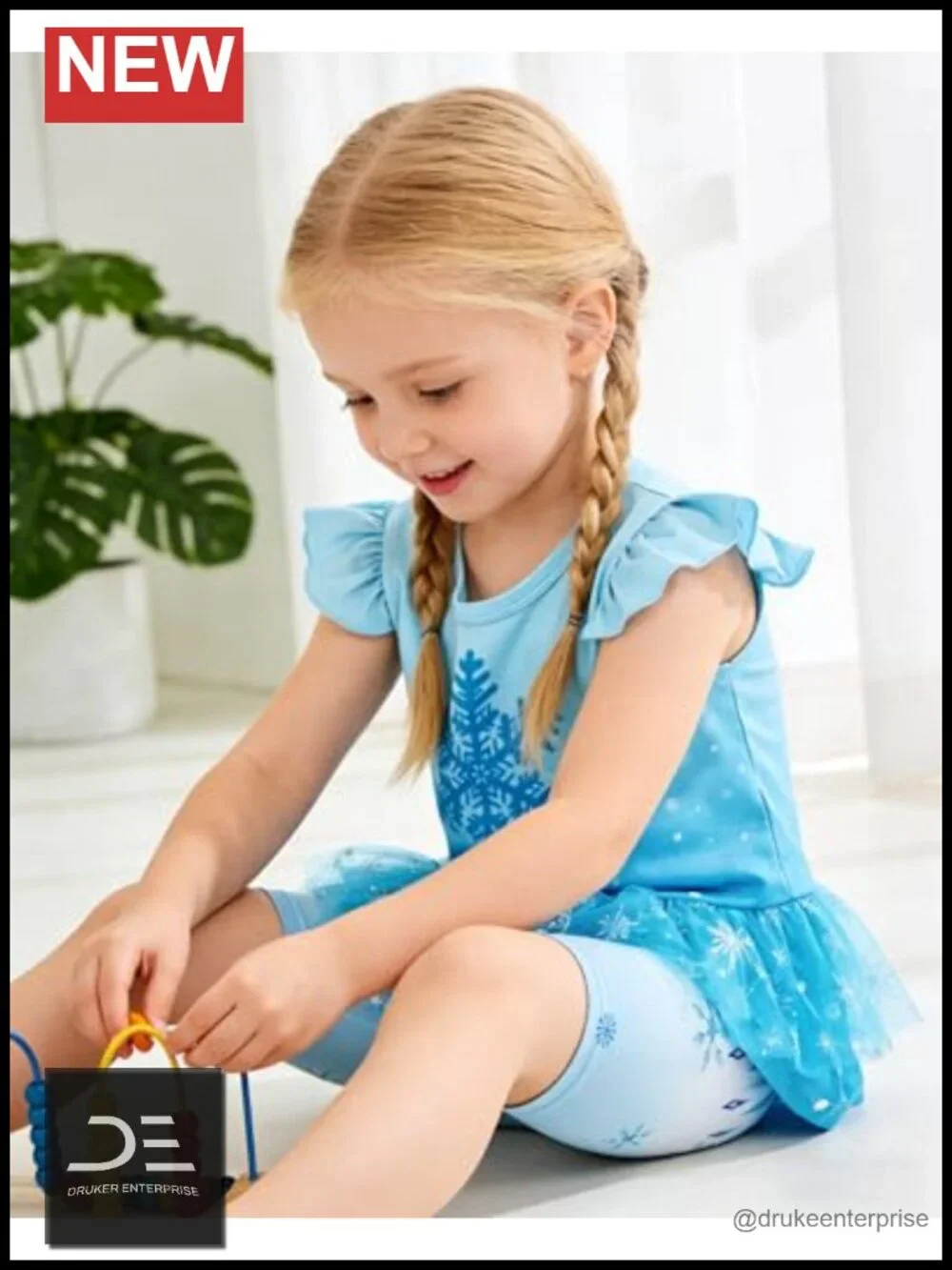 Toddler Girl Ruffle Short Sleeve Mesh Hem Top & Shorts Princess Set